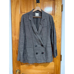 MOUSSY Japan Double Breasted Cotton Blazer Jacket Free Size Gray Minimalist